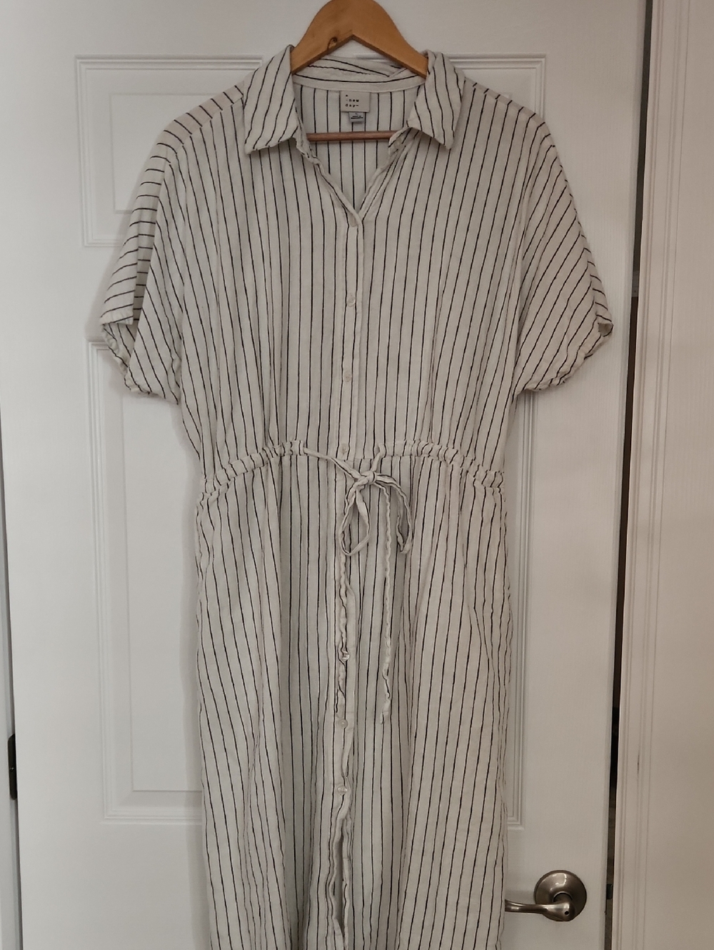A New Day Button Down Shirt Midi Dress Linen Blend Size Large